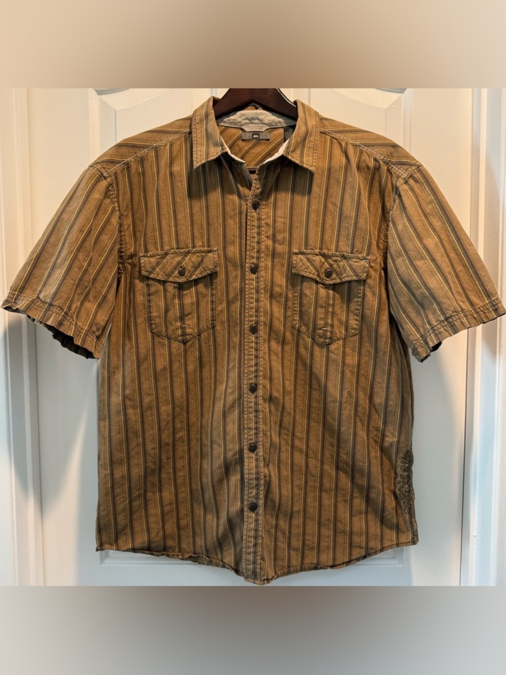 REI Co-op Men’s XL Striped Button Up Shirt Embroidered Outdoor 🏕️